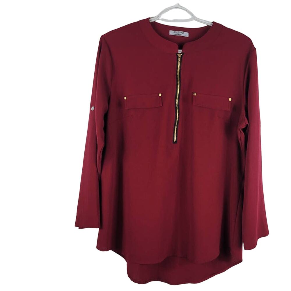 ANGVNS Women Chiffon Blouse V-Neck Women Dress Shirts Top L